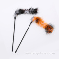 Cat teaser toy Turkey feather pole with bell